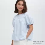 Uniqlo 100% Cotton Chambray Gathered Blouses Kids Blue