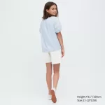 Uniqlo 100% Cotton Chambray Gathered Blouses Kids Blue