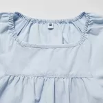 Uniqlo 100% Cotton Chambray Gathered Blouses Kids Blue