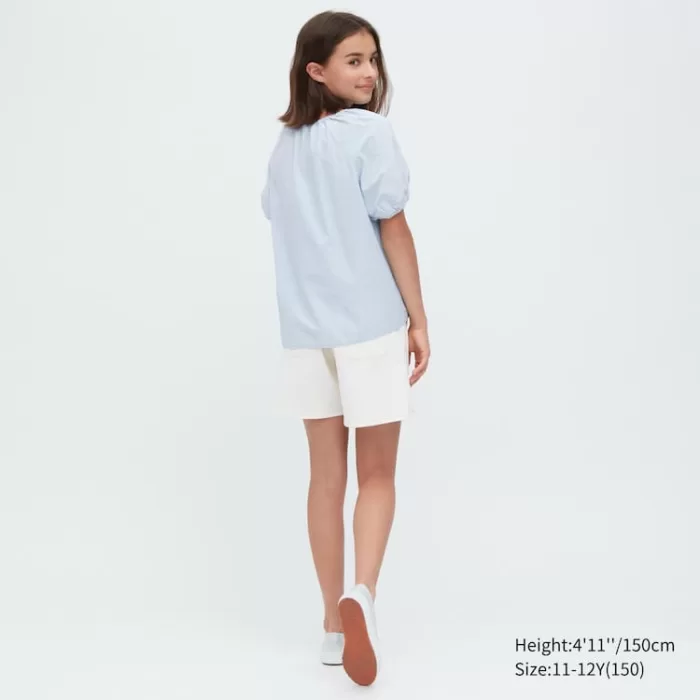 Uniqlo 100% Cotton Chambray Gathered Boys Shirts Blue