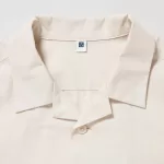 Uniqlo 100% Cotton Open Collar Short Sleeved Boys Shirts Beige