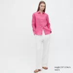 Uniqlo 100% Premium Linen Long Sleeved Women’s Shirts Pink