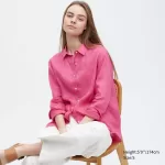 Uniqlo 100% Premium Linen Long Sleeved Women’s Shirts Pink