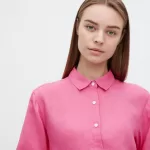 Uniqlo 100% Premium Linen Long Sleeved Women’s Shirts Pink