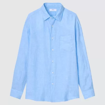 Uniqlo 100% Premium Linen Men’s Shirts Blue