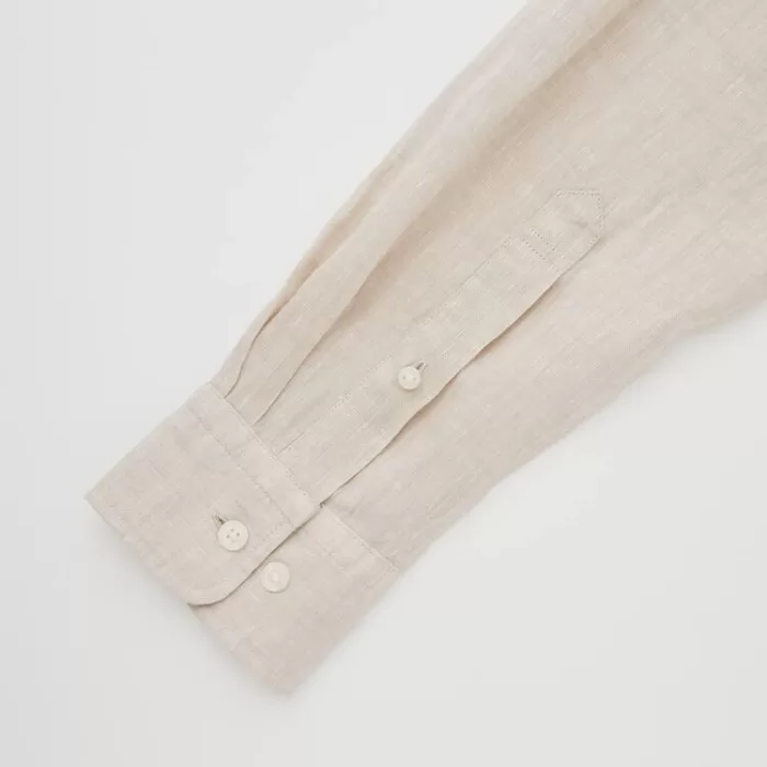 Uniqlo 100% Premium Linen Regular Fit (Regular Collar) Men’s Shirts Beige