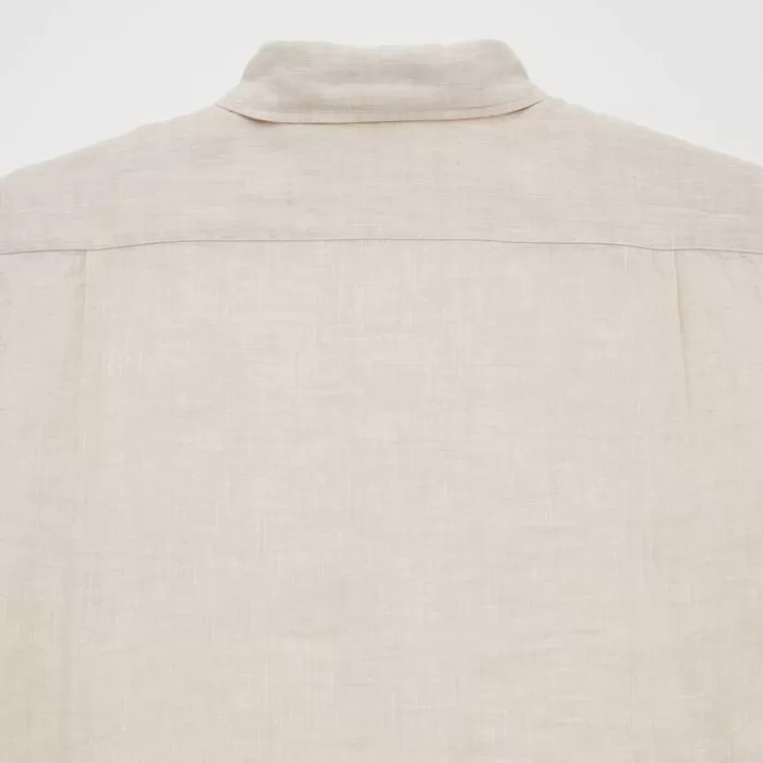 Uniqlo 100% Premium Linen Regular Fit (Regular Collar) Men’s Shirts Beige