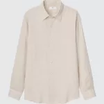 Uniqlo 100% Premium Linen Regular Fit (Regular Collar) Men’s Shirts Beige