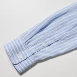 Uniqlo 100% Premium Linen Striped Long Sleeved Women’s Shirts Light Blue