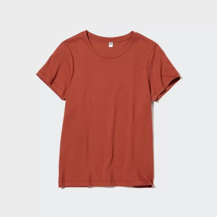 Uniqlo 100% Supima Cotton Crew Neck Short Sleeved T-Shirt Women Red