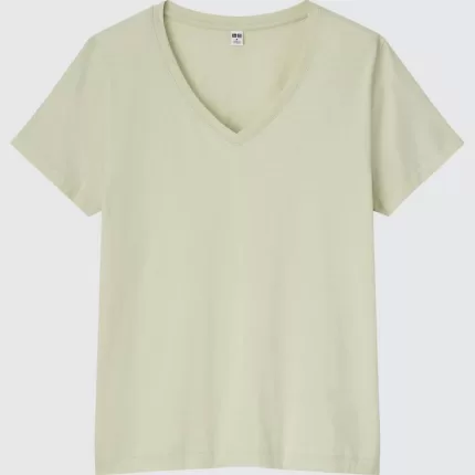 Uniqlo 100% Supima Cotton V Neck Women’s T-Shirt Light Green