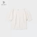 Uniqlo 3d Knit Seamless Cotton Volume Half Sleeved Tops Women White