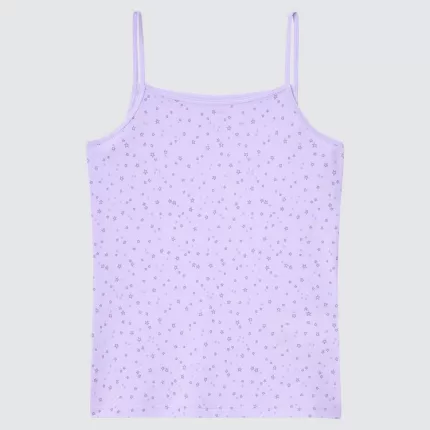 Uniqlo Airism Cotton Blend Printed Camisole Tops Kids Light Purple