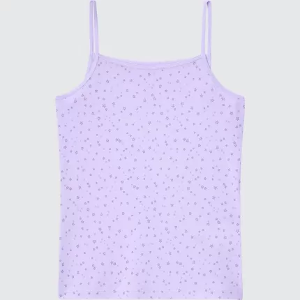 Uniqlo Airism Cotton Blend Printed Camisole Tops Kids Light Purple