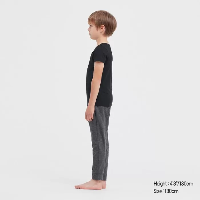 Uniqlo Airism Cotton Blend Scoop Neck Short Sleeved T-Shirt Kids Black