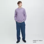 Uniqlo Airism Cotton Crew Neck Long Sleeved T-shirt Men Purple