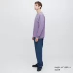 Uniqlo Airism Cotton Crew Neck Long Sleeved T-shirt Men Purple