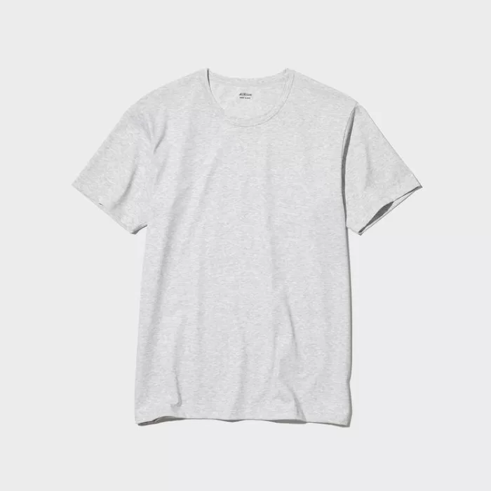 Uniqlo Airism Cotton Crew Neck Short Sleeved T-shirt Men Grey