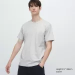 Uniqlo Airism Cotton Crew Neck Short Sleeved T-shirt Men Grey