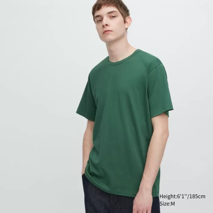 Uniqlo Airism Cotton Crew Neck Short Sleeved T-shirt Men’s Green