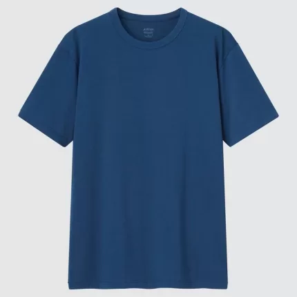 Uniqlo Airism Cotton Crew Neck T-shirt Men Blue