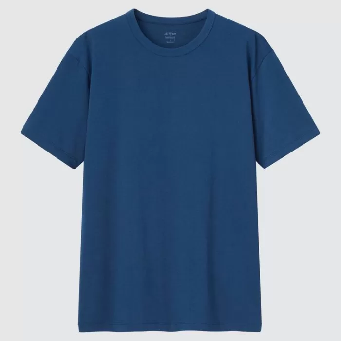 Uniqlo Airism Cotton Crew Neck T-shirt Men Blue