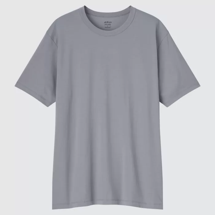 Uniqlo Airism Cotton Crew Neck T-shirt Men Grey