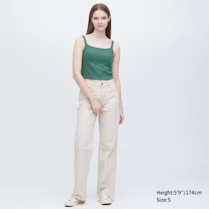 Uniqlo Airism Cotton Cropped Sleeveless Bras Women Green