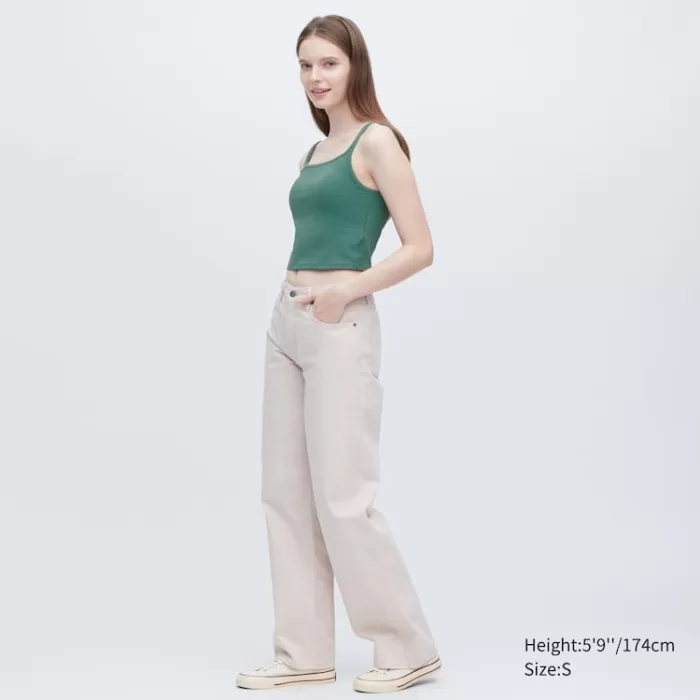 Uniqlo Airism Cotton Cropped Sleeveless Bras Women Green