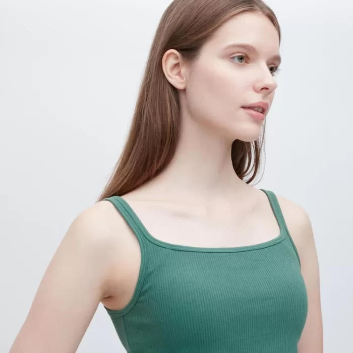 Uniqlo Airism Cotton Cropped Sleeveless Bras Women Green