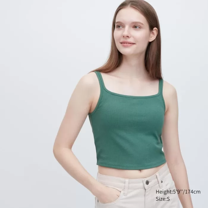 Uniqlo Airism Cotton Cropped Sleeveless Bras Women Green