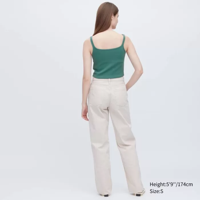 Uniqlo Airism Cotton Cropped Sleeveless Tops Women Green