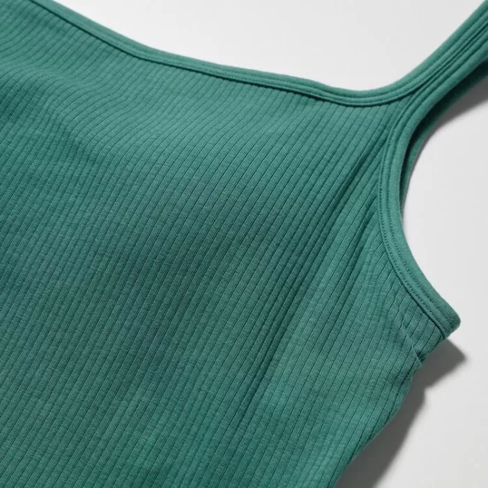 Uniqlo Airism Cotton Cropped Sleeveless Tops Women Green