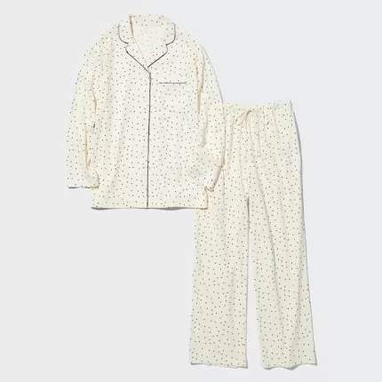 Uniqlo Airism Cotton Dotted Long Sleeved Women’s Homewear White