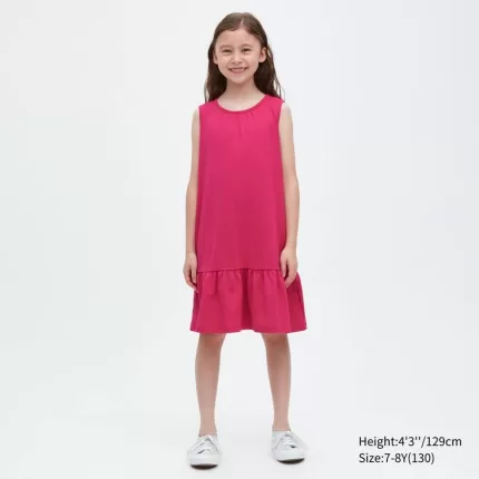 Uniqlo Airism Cotton Frill Sleeveless Dress Kids Pink