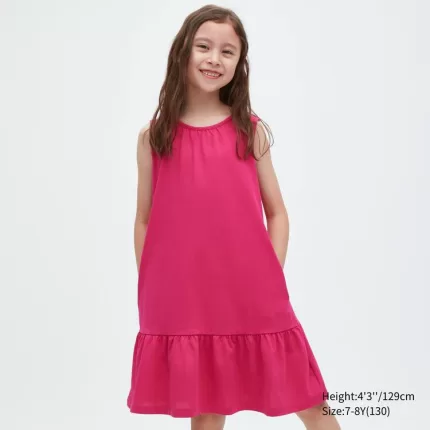 Uniqlo Airism Cotton Frill Sleeveless Dress Kids Pink