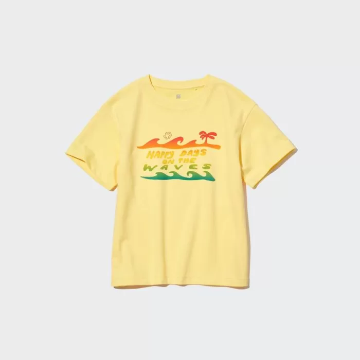 Uniqlo Airism Cotton Printed Short Sleeved T-Shirt for Kids Yellow