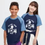 Uniqlo Airism Cotton Printed Short Sleeved T-shirt for Kids Navy Blue