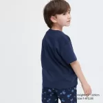 Uniqlo Airism Cotton Printed Short Sleeved T-shirt for Kids Navy Blue