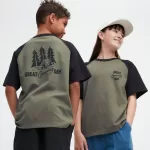 Uniqlo Airism Cotton Printed T-Shirt for Kids Olive Green