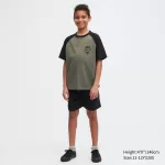 Uniqlo Airism Cotton Printed T-Shirt for Kids Olive Green