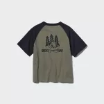 Uniqlo Airism Cotton Printed T-Shirt for Kids Olive Green