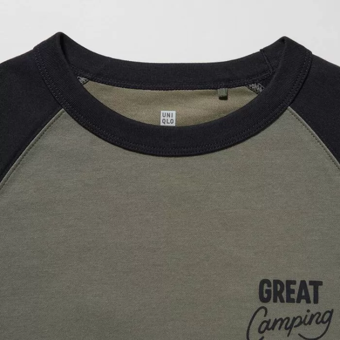 Uniqlo Airism Cotton Printed T-Shirt for Kids Olive Green