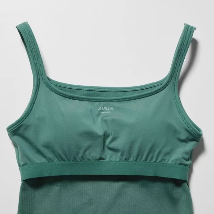 Uniqlo Airism Cotton Ribbed Sleeveless Bras Women Green