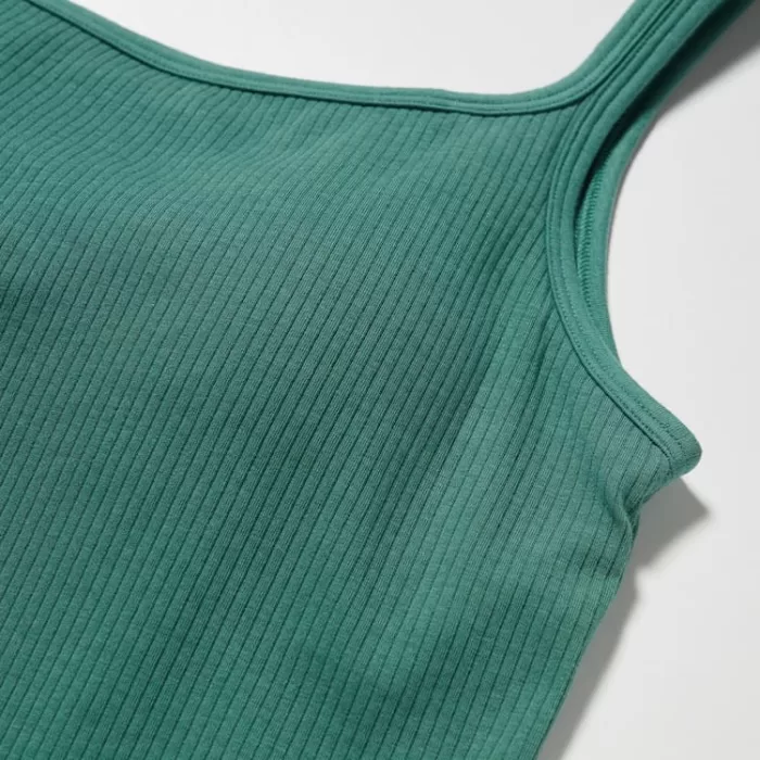 Uniqlo Airism Cotton Ribbed Sleeveless Bras Women Green