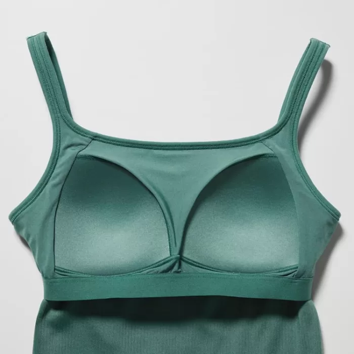 Uniqlo Airism Cotton Ribbed Sleeveless Bras Women Green