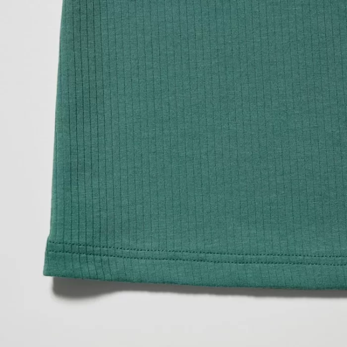 Uniqlo Airism Cotton Ribbed Sleeveless Tops Women Green