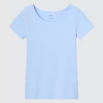 Uniqlo Airism Cotton Scoop Neck T-Shirt Kids Light Blue