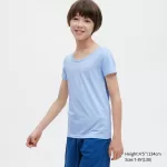 Uniqlo Airism Cotton Scoop Neck T-Shirt Kids Light Blue