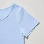 Uniqlo Airism Cotton Scoop Neck T-Shirt Kids Light Blue